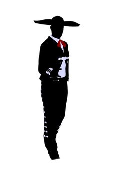 Male mariachi illustration silhouette illustration on a white background