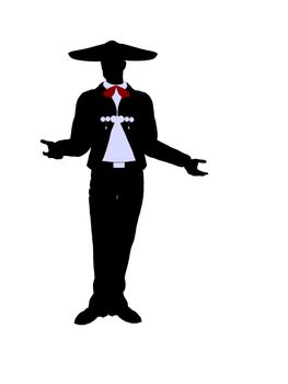 Male mariachi illustration silhouette illustration on a white background