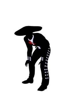 Male mariachi illustration silhouette illustration on a white background
