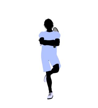 Male tennis player art illustration silhouette on a white background