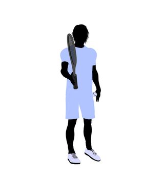 Male tennis player art illustration silhouette on a white background