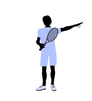 Male tennis player art illustration silhouette on a white background