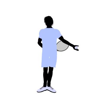 Male tennis player art illustration silhouette on a white background