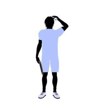 Male tennis player art illustration silhouette on a white background