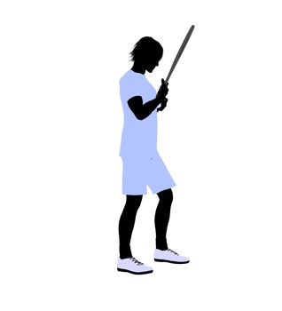 Male tennis player art illustration silhouette on a white background