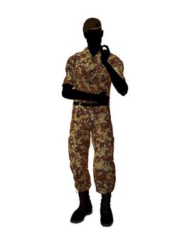 Male soldier art illustration silhouette on a white background