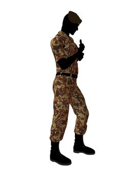 Male soldier art illustration silhouette on a white background