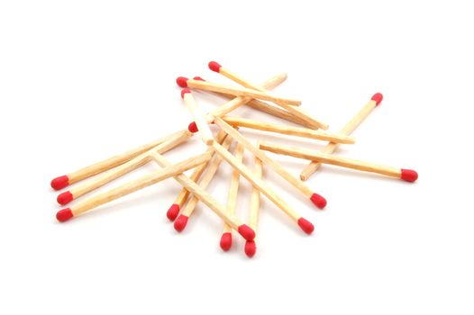 Some red matches isolated on a white background.