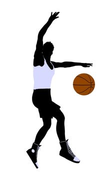 Male basketballl player silhouette on a white background