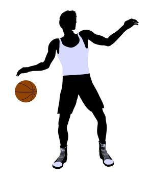 Male basketballl player silhouette on a white background