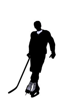 Male hockey art illustration silhouette on a white background