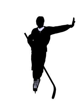 Male hockey art illustration silhouette on a white background