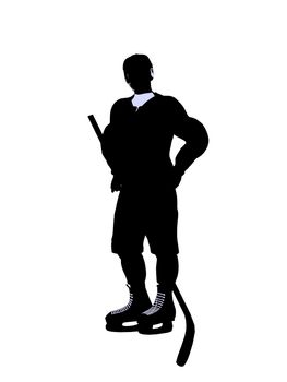 Male hockey art illustration silhouette on a white background