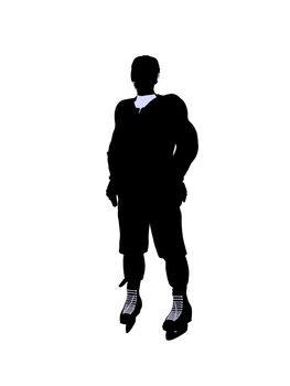 Male hockey art illustration silhouette on a white background