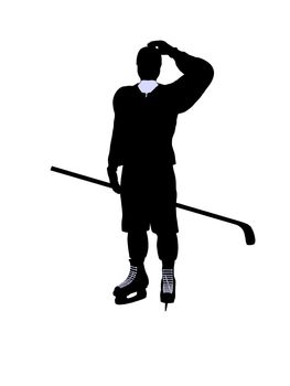 Male hockey art illustration silhouette on a white background