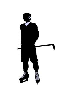Male hockey art illustration silhouette on a white background