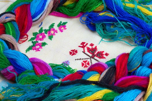 flower embroidered with silk threads