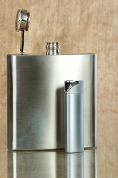 Small metal flask for carrying alcohol