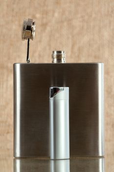 Small metal flask for carrying alcohol