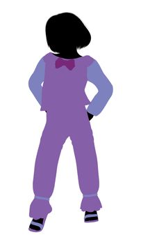 Caucasian girl silhouette on a white background