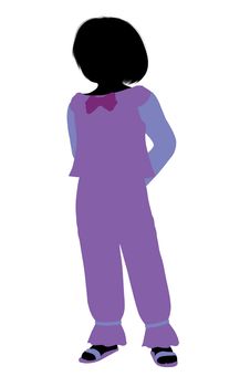 Caucasian girl silhouette on a white background