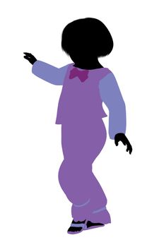 Caucasian girl silhouette on a white background