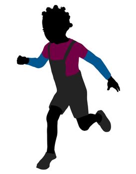 African American girl silhouette on a white background