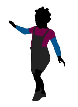 African American girl silhouette on a white background