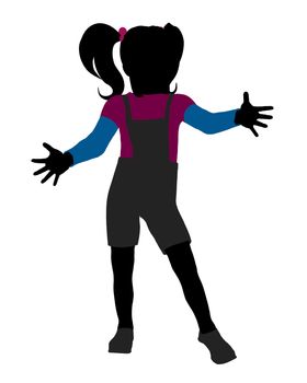 Caucasian girl silhouette on a white background