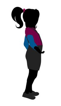Caucasian girl silhouette on a white background
