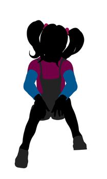 Caucasian girl silhouette on a white background