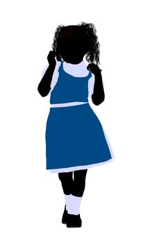 Caucasian girl silhouette on a white background