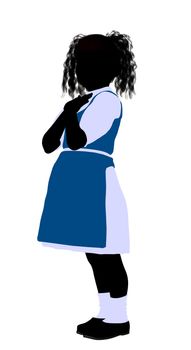 Caucasian girl silhouette on a white background