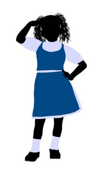 Caucasian girl silhouette on a white background