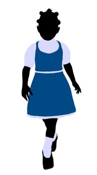 African American girl silhouette on a white background