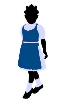 African American girl silhouette on a white background