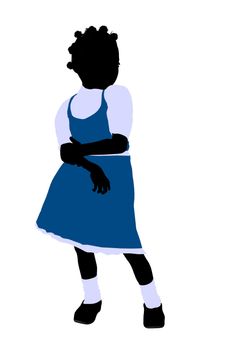 African American girl silhouette on a white background