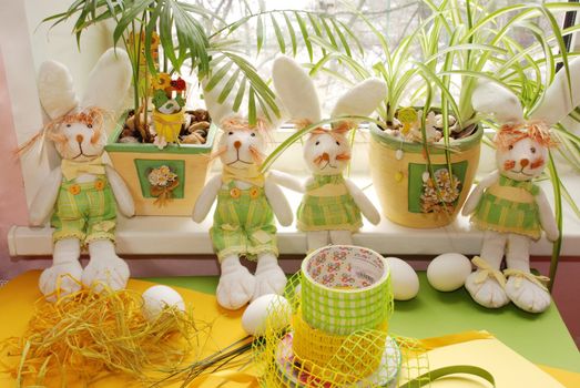 Easer decorations: rabbits and eggs