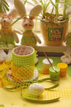 Easter decorations: rabbits and eggs