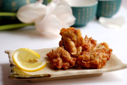 Fried chicken strips on a plate