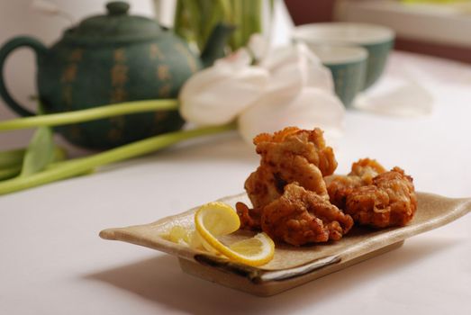 Fried chicken strips on a plate