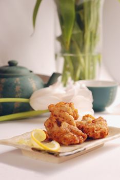 Fried chicken strips on a plate