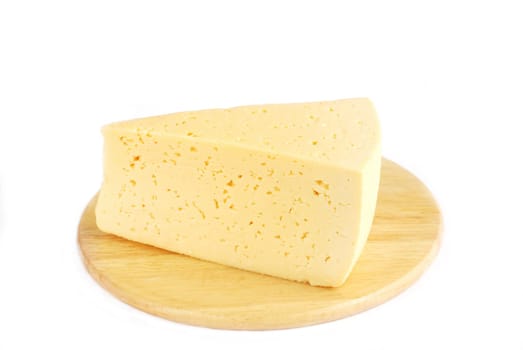 Piece of cheese on white background