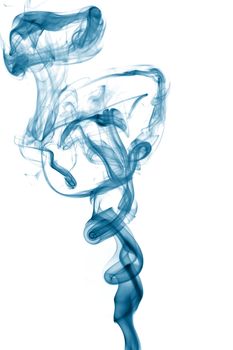 abstract blue smoke isolated on white background