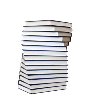 High stack of books isolated on white background with clipping path