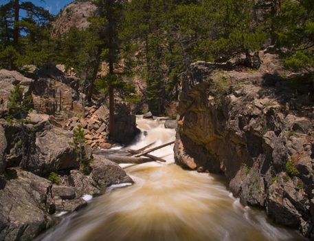 Rapids rushing down the Big Thompson River in the Rocky Mountains.