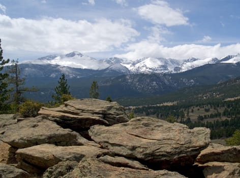 Looking form Deer Mountain to Longs Peak in Rocky Mountain National Park