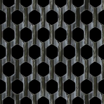 Steel wire mesh that tiles seamlessly as a pattern in any direction.