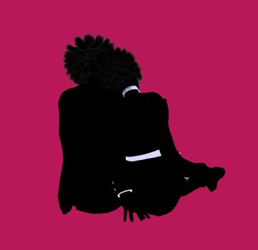 A couple silhouette illustration on a pink background