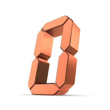 shiny 3d number 0 made of bronze/copper - LCD digit look